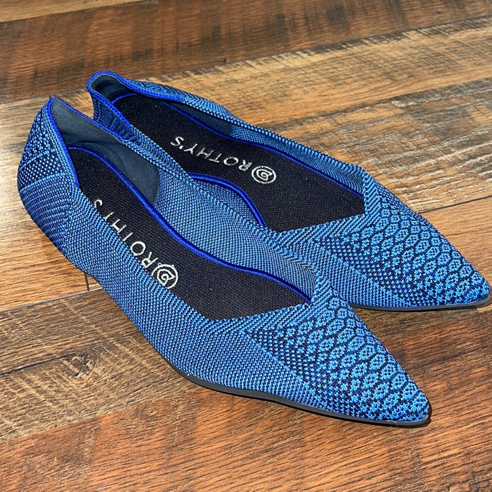 Rothy's Blue Point In Lapis Python Flats RETIRED